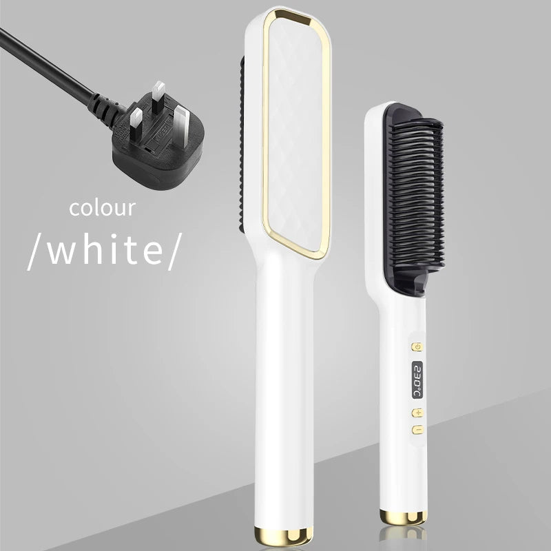 ✨ Escova Alisadora de Cabelo Iónica Aquecida com Tecnologia Anti-Queimadura