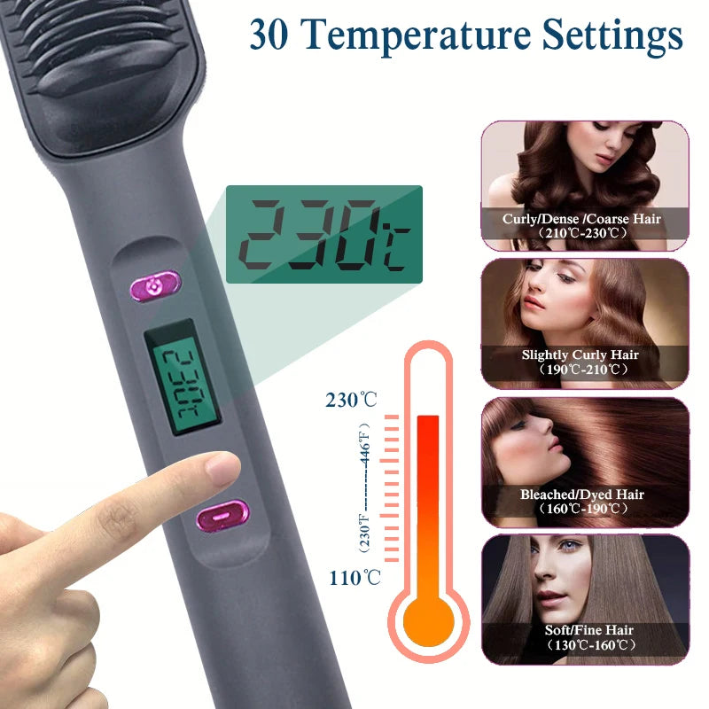 ✨ Ionic Heated Straightening Brush with Anti-Scald Technology