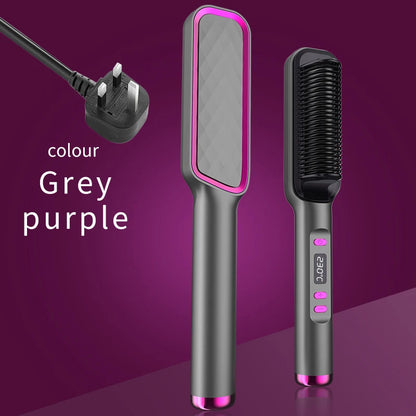 ✨ Ionic Heated Straightening Brush with Anti-Scald Technology