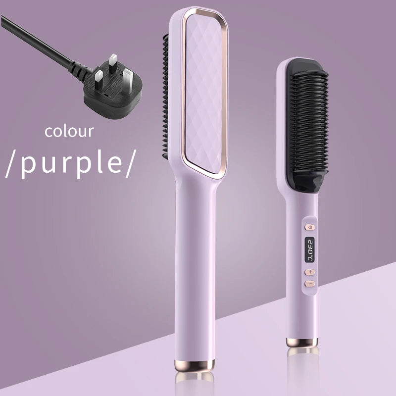 ✨ Ionic Heated Straightening Brush with Anti-Scald Technology