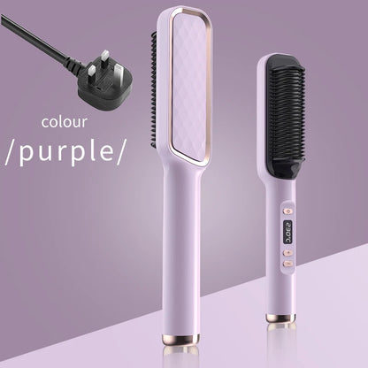 ✨ Ionic Heated Straightening Brush with Anti-Scald Technology
